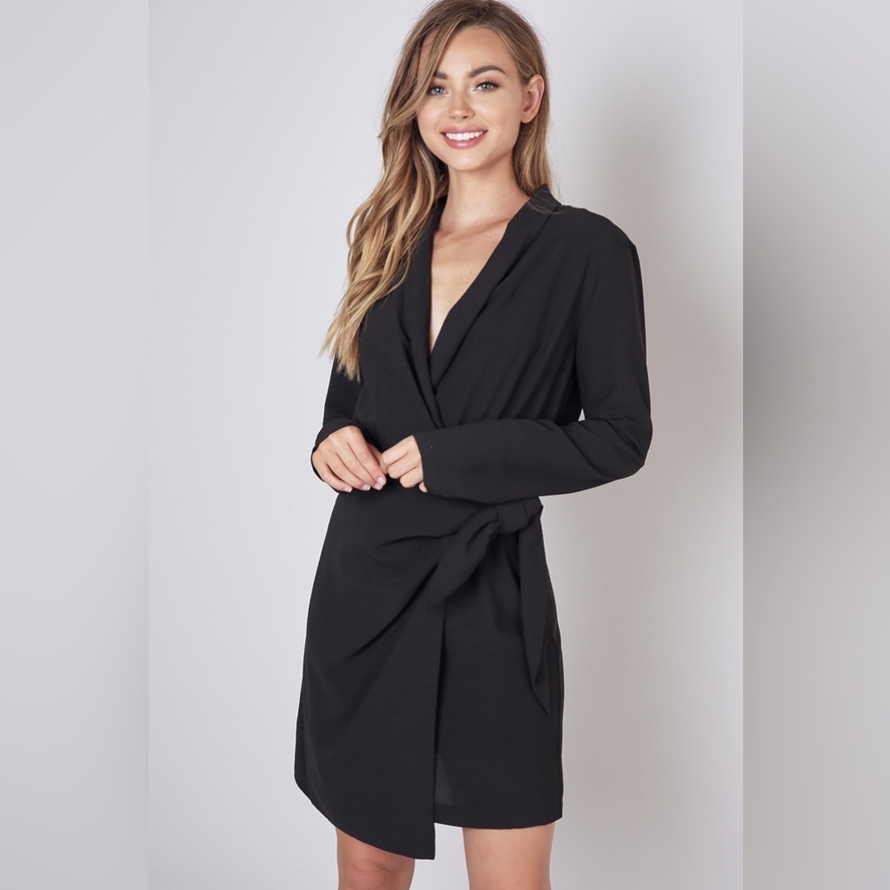 WRAP STYLE SIDE TIE DRESS WOVEN DRESS